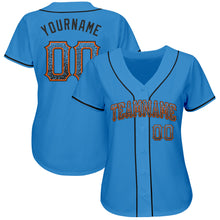 Load image into Gallery viewer, Custom Powder Blue Black-Orange Authentic Drift Fashion Baseball Jersey
