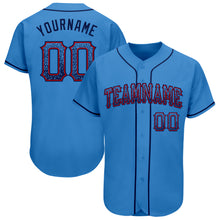 Load image into Gallery viewer, Custom Powder Blue Navy-Red Authentic Drift Fashion Baseball Jersey

