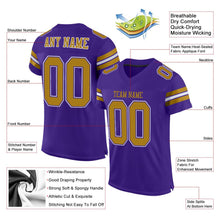 Load image into Gallery viewer, Custom Purple Old Gold-White Mesh Authentic Football Jersey
