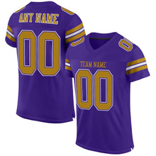 Load image into Gallery viewer, Custom Purple Old Gold-White Mesh Authentic Football Jersey
