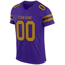 Load image into Gallery viewer, Custom Purple Old Gold-Black Mesh Authentic Football Jersey
