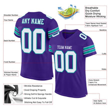 Load image into Gallery viewer, Custom Purple White-Aqua Mesh Authentic Football Jersey
