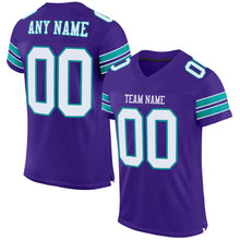 Load image into Gallery viewer, Custom Purple White-Aqua Mesh Authentic Football Jersey
