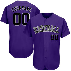 Custom Purple Black-Gray Authentic Baseball Jersey