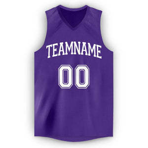 Custom Purple White V-Neck Basketball Jersey
