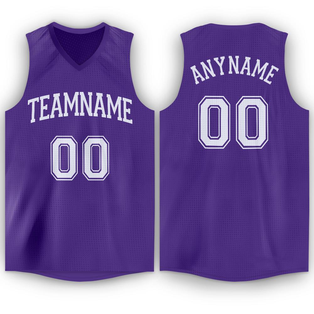 Custom Purple White V-Neck Basketball Jersey