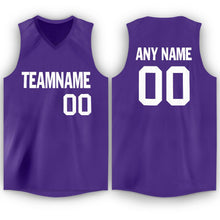 Load image into Gallery viewer, Custom Purple White V-Neck Basketball Jersey
