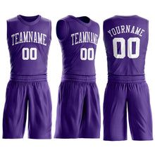 Load image into Gallery viewer, Custom Purple White Round Neck Suit Basketball Jersey
