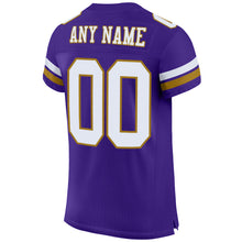 Load image into Gallery viewer, Custom Purple White-Old Gold Mesh Authentic Football Jersey
