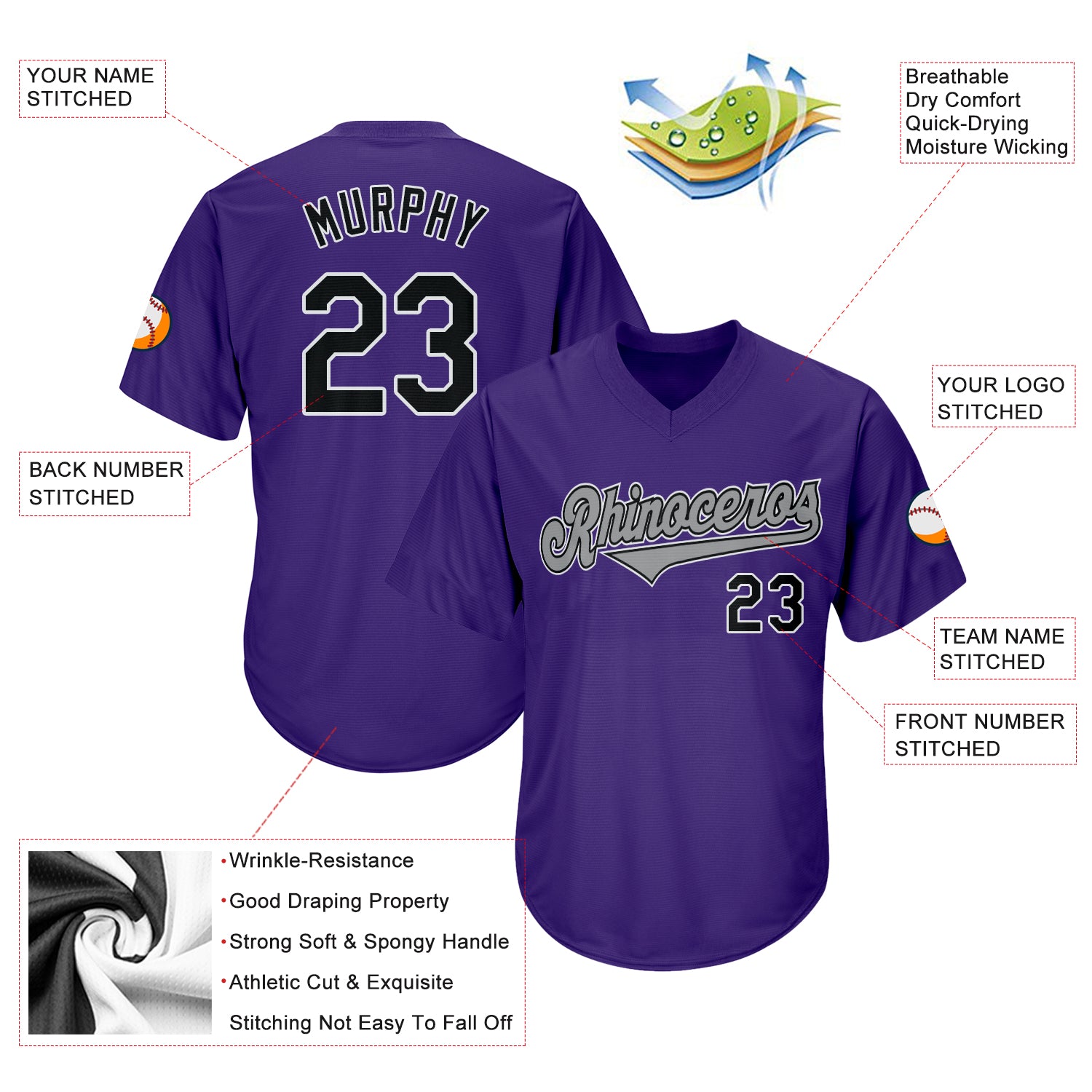 Creat Baseball Authentic Purple Black Throwback Gray Jersey – FiitgCustom