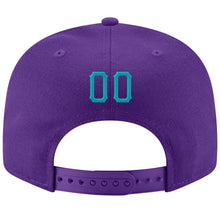 Load image into Gallery viewer, Custom Purple Aqua-White Stitched Adjustable Snapback Hat
