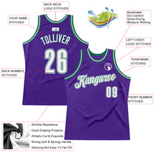 Load image into Gallery viewer, Custom Purple White-Kelly Green Authentic Throwback Basketball Jersey
