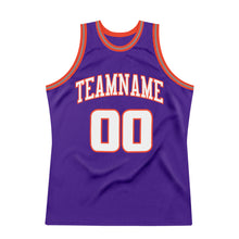 Load image into Gallery viewer, Custom Purple White-Orange Authentic Throwback Basketball Jersey
