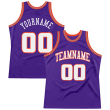 Load image into Gallery viewer, Custom Purple White-Orange Authentic Throwback Basketball Jersey

