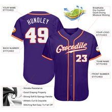 Load image into Gallery viewer, Custom Purple White-Orange Authentic Baseball Jersey
