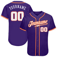 Load image into Gallery viewer, Custom Purple White-Orange Authentic Baseball Jersey
