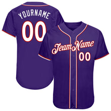 Load image into Gallery viewer, Custom Purple White-Red Authentic Baseball Jersey
