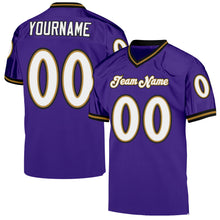 Load image into Gallery viewer, Custom Purple White-Old Gold Mesh Authentic Throwback Football Jersey
