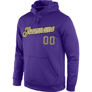 Custom Stitched Purple Camo-Black Sports Pullover Sweatshirt Hoodie