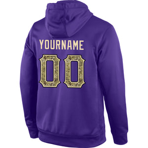 Custom Stitched Purple Camo-Black Sports Pullover Sweatshirt Hoodie