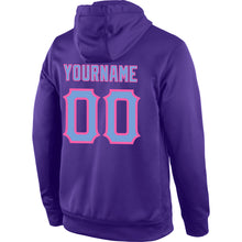 Load image into Gallery viewer, Custom Stitched Purple Light Blue-Pink Sports Pullover Sweatshirt Hoodie
