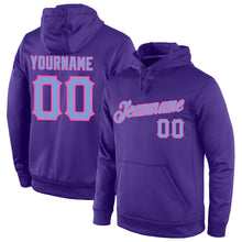 Load image into Gallery viewer, Custom Stitched Purple Light Blue-Pink Sports Pullover Sweatshirt Hoodie
