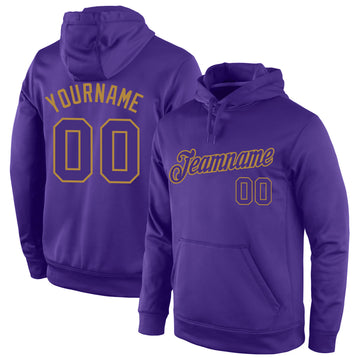 Custom Stitched Purple Purple-Old Gold Sports Pullover Sweatshirt Hoodie