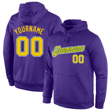 Load image into Gallery viewer, Custom Stitched Purple Gold-Kelly Green Sports Pullover Sweatshirt Hoodie
