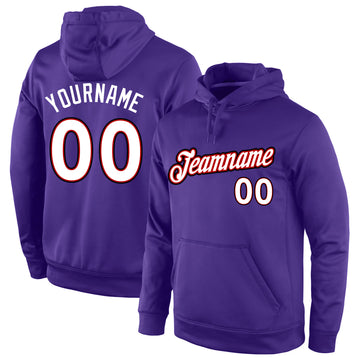 Custom Stitched Purple White-Red Sports Pullover Sweatshirt Hoodie