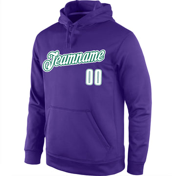 Custom Stitched Purple White-Kelly Green Sports Pullover Sweatshirt Hoodie