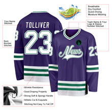 Load image into Gallery viewer, Custom Purple White-Kelly Green Hockey Jersey
