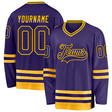 Load image into Gallery viewer, Custom Purple Purple-Gold Hockey Jersey
