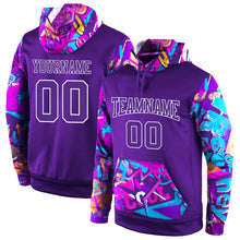 Load image into Gallery viewer, Custom Stitched Purple Purple-White 3D Pattern Design Sports Pullover Sweatshirt Hoodie
