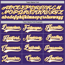 Load image into Gallery viewer, Custom Purple White-Gold Authentic Baseball Jersey
