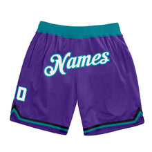 Load image into Gallery viewer, Custom Purple White-Teal Authentic Throwback Basketball Shorts
