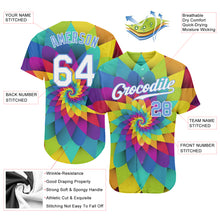 Load image into Gallery viewer, Custom Purple White-Light Blue 3D Pattern Design Rainbow Spiral Authentic Baseball Jersey
