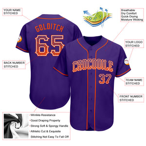 Custom Purple Orange-White Authentic Drift Fashion Baseball Jersey