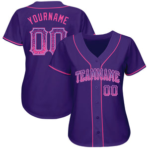 Custom Purple Pink-Light Blue Authentic Drift Fashion Baseball Jersey