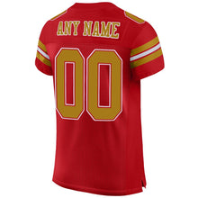 Load image into Gallery viewer, Custom Red Old Gold-White Mesh Authentic Football Jersey

