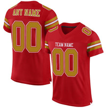 Load image into Gallery viewer, Custom Red Old Gold-White Mesh Authentic Football Jersey
