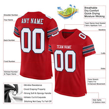 Load image into Gallery viewer, Custom Red White-Navy Mesh Authentic Football Jersey
