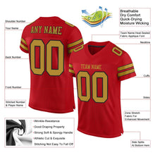 Load image into Gallery viewer, Custom Red Old Gold-Black Mesh Authentic Football Jersey
