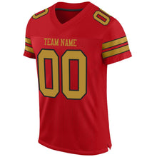 Load image into Gallery viewer, Custom Red Old Gold-Black Mesh Authentic Football Jersey
