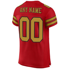 Load image into Gallery viewer, Custom Red Old Gold-Black Mesh Authentic Football Jersey
