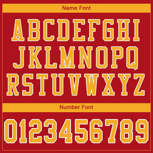 Custom Red Gold-White Mesh Authentic Football Jersey