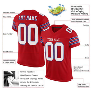 Custom Red White-Royal Mesh Authentic Football Jersey