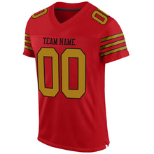 Load image into Gallery viewer, Custom Red Old Gold-Black Mesh Authentic Football Jersey
