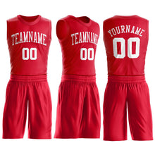 Load image into Gallery viewer, Custom Red White Round Neck Suit Basketball Jersey
