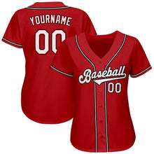 Load image into Gallery viewer, Custom Red White-Black Authentic Baseball Jersey
