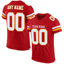 Load image into Gallery viewer, Custom Red White-Gold Mesh Authentic Football Jersey
